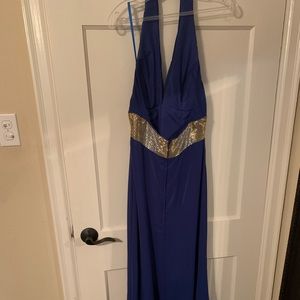 Royal blue halter gown with embellishment